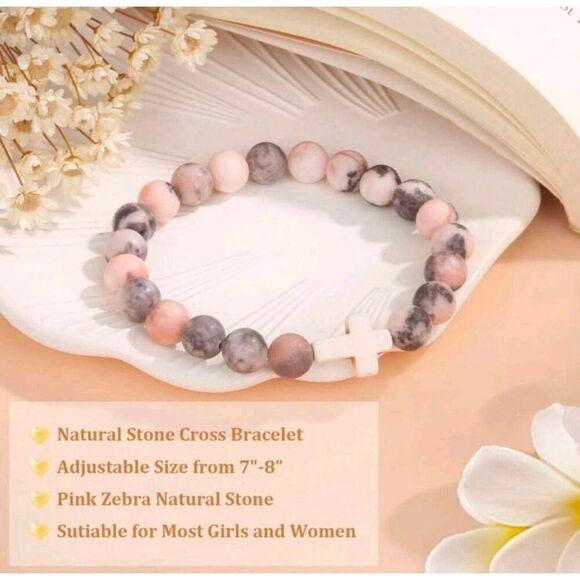 2/$21 Pink Faith Beaded Bracelet - Religious Bracelet - Picture 4 of 8